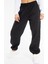 Unisex Mevsimlik Kumaş Elastik Bel Joggers Pantolon Eşofman Altı Siyah 1