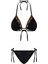 Boru Boncuklu Aksesuarlı Siyah Üçgen Bikini Takımı 1