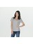 Kadın Derin V Yaka Penye T-Shirt- Gri 2