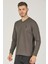 V4002 V Yaka Erkek Sweatshirt-Haki 2