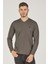 V4002 V Yaka Erkek Sweatshirt-Haki 5