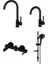 Gildo Siyah Armatür Musluk Batarya Banyo Seti 4 Parça MTL165-S MBB165-S MTE165-S DST57-S 1