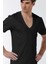 Erkek Derin V Yaka Siyah T-Shirt 0936 1