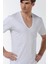 Erkek Derin V Yaka Beyaz T-Shirt 0936 1