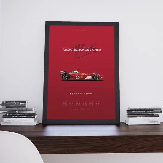 Kaynock Michael Schumacher Ferrari F2004 Poster Tablo, Ferrari, Formula 1, Dijital Tasarım Tablo