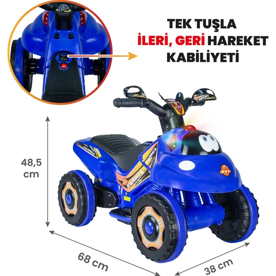 UJ Toys  Akülü Atv 6 V Karınca 2020 Müzikli Işıklı Mavi