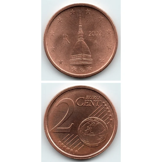 Benim Koleksiyonum Italya 2 Euro Cent 2002 Çil Eski Madeni Para