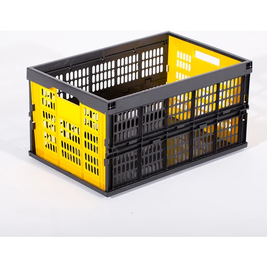 Plastik Katlanır Kasa. Çamaşır Selesi. Oyuncak Sepeti. Bagaj Organizer (SARI-SİYAH) 60 LT