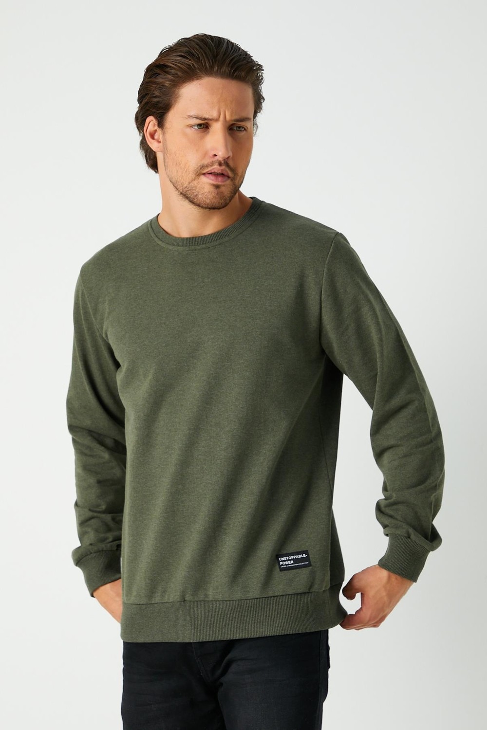 Mmetalic Metalic Erkek Antrasit Basic Bisiklet Yaka Sweatshirt