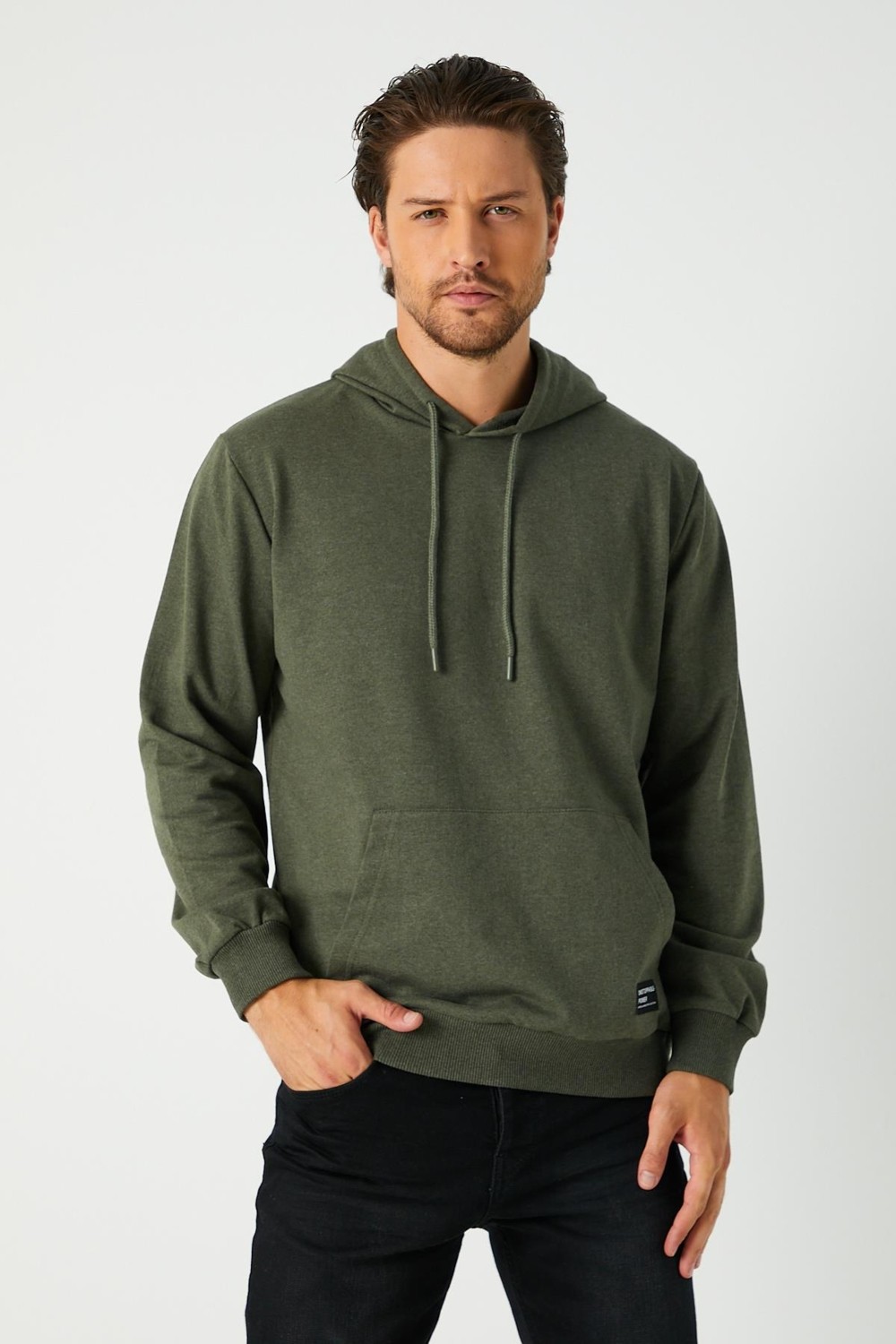 Mmetalic Siyah Erkek Kapüşonlu Kanguru Cepli Sweatshirt