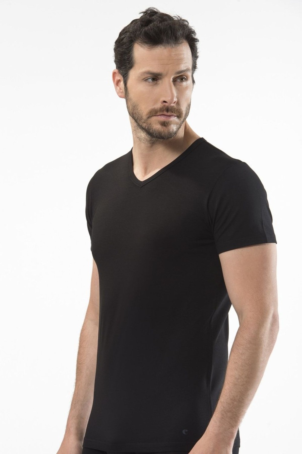 Cacharel 1402 Beyaz Erkek V Yaka T-Shirt görsel 2