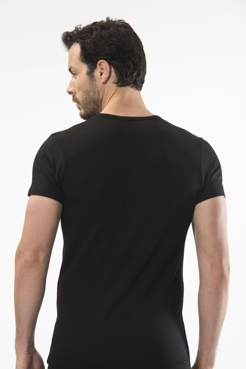 Cacharel 1402 Beyaz Erkek V Yaka T-Shirt görsel 3