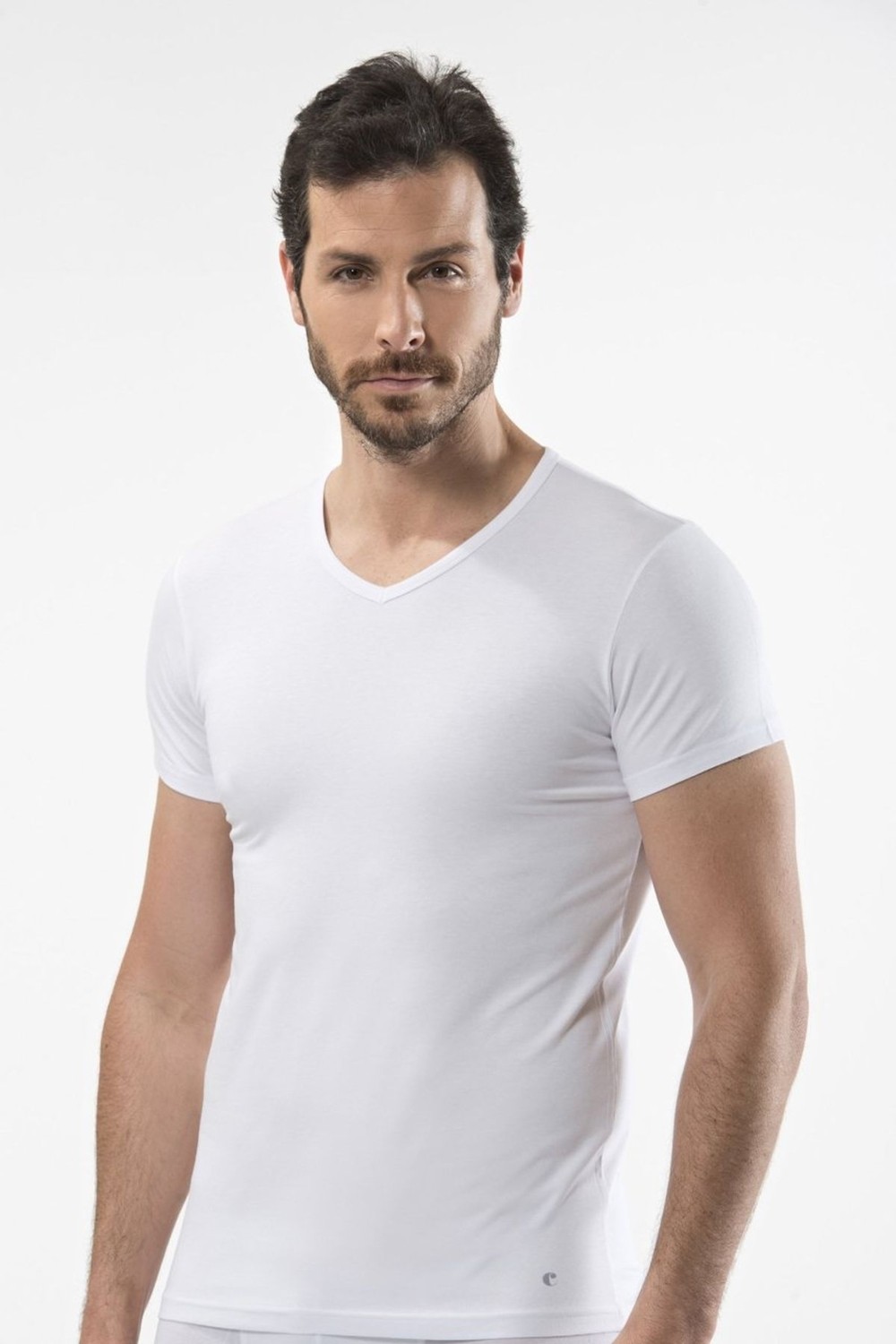 Cacharel 1402 Beyaz Erkek V Yaka T-Shirt görsel 4