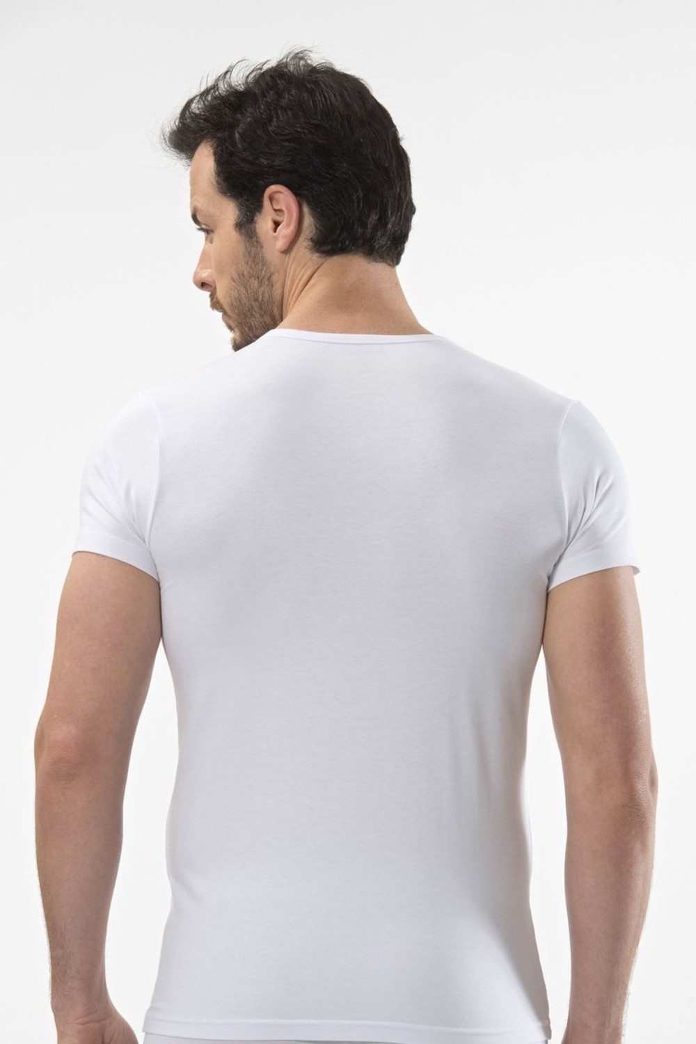 Cacharel 1402 Beyaz Erkek V Yaka T-Shirt görsel 5