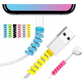 Ozan Tuhafiye Şarj Kablo Koruyucu USB Koruyucu Silikon Spiral 6'lı Paket
