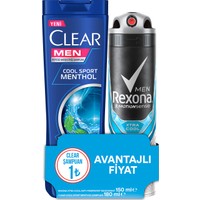Rexona Xtra Cool Erkek Sprey Deodorant 150 ml + Clear Men Cool Sport Şampuan 180 ml Set