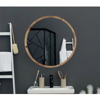 Meddex 58 cm Atlantik Çam Dekoratif Yuvarlak Antre Hol Koridor Duvar Salon Mutfak Banyo Wc Ofis Aynası
