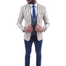 Jan Carlucci Kombinli Slimfit  Yelekli Takım Elbise