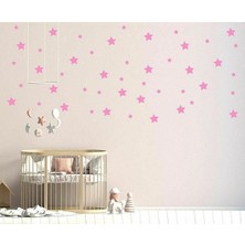 Lizpo Decor Yıldız Duvar Sticker Bebek ve Çocuk Odası Dekoratif Duvar Çıkartma 3-4-5 cm 120 Adet Pembe