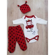 Minibird Uğur Böceği Figürlü Pantolon Badili Zıbın & Şapka 3 Parça Takım