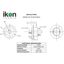 Ikon Mile Geçmeli Slip Ring Döner Konnektör 6 Kanal 2 Amper, Kablolu Döner Mafsal, Iç Çap Ölçüsü 10MM