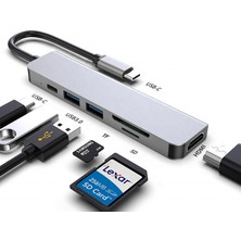 Mj 6 In 1 USB Hub Sd USB Type-C Hub HDMI Girişli