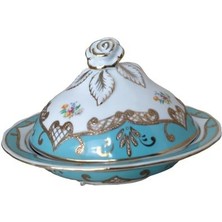 Kütahya Porselen Sultan Şekerlik Turkuaz-Çiçek Renk