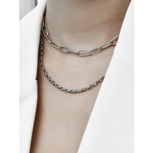 X-lady Accessories Katlı Küp Dikdörtgen Zincir Kolye