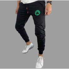 Amor Man Celtıcs Dijital Arma Baskılı Çift Cep Solmayan Siyah Tam Kışlık Jogger Erkek Eşofman Altı