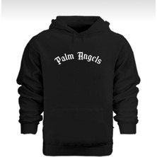 Amor Man Kapüşonlu Göğüs Baskılı Oversize Solmayan Siyah 4 Iplik Kalın Tam Kışlık Erkek Sweatshirt