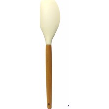 Naturalife Labs Yanmaz Yapışmaz Ahşap Saplı Lüks Silikon Kepçe , Spatula 2 'li Takım 30 cm