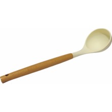 Naturalife Labs Yanmaz Yapışmaz Ahşap Saplı Lüks Silikon Kepçe , Spatula 2 'li Takım 30 cm