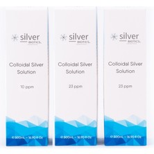 Silver Biotics Laboratories 10 + 23 + 23 Ppm 1500ML 3'lü Cam Set + Cam Damlalık ve Cam Nazal Sprey Hydrasense Kolloidal Gümüş Suyu