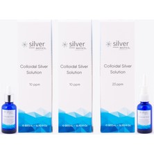 Silver Biotics Laboratories 10 + 10 + 23 Ppm 1500 ml 3'lü Cam Set + Cam Damlalık ve Cam Nazal Sprey Hydrasense Kolloidal Gümüş Suyu