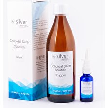 Silver Biotics Laboratories 10 Ppm 500 ml Cam Şişe + Cam Nazal Sprey Hydrasense Kolloidal Gümüş Suyu