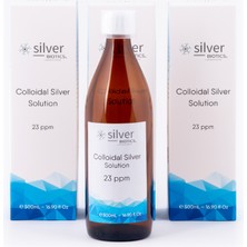 Silver Biotics Laboratories 23 Ppm 1500 ml Cam Şişe + Cam Damlalık ve Cam Nazal Sprey Hydrasense Kolloidal Gümüş Suyu