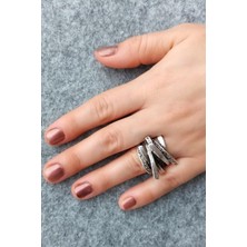 Fildişi Aksesuar Antik Gümüş Kaplama Özel Şekilli El Yapımı Ayarlanabilir Yüzük