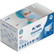 Acto® Cerrahi Ultrasonik Dikişli 3 Katlı Telli Maske 50 Adet