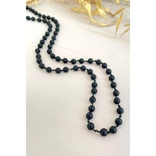 Mat Oniks Doğaltaş Düğümlü 70-80 Cm Uzun Erkek Kolyesi