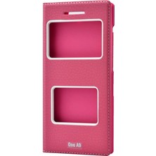 Zore Htc Desire 825 Kılıf   Elite Kapak Lı Kılıf Gold