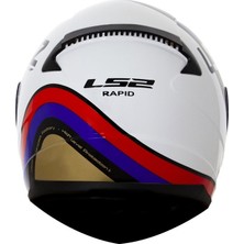 Ls2 Rapid Stark Beyaz - Kırmızı - Mavi Kask