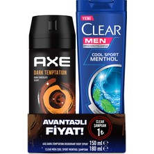 Axe Dark Temptation Erkek Deodorant Sprey 150 ml + Clear Men Şampuan Cool Sport 180 ml Set