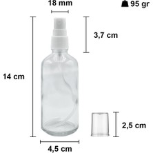 Afracam 100 cc Şeffaf Sprey Kapaklı 100 ml Beyaz Fısfıs Kolonya Dezenfektan Cam Şişe 1 Adet