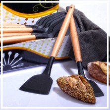 Hazar Pazar Bambu Saplı Silikon Spatula - Siyah