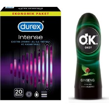 Durex Instense 20 Adet Prezervatif + Ginseng 200 ml Kayganlaşıtırıcı Jel
