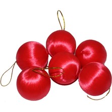 Pandoli Yılbaşı Cici Top Parlak Ipli 6 Adet 3 5 cm Kırmızı