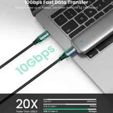 UGREEN USB-C to USB-C 100W Thunderbolt USB3.1 GEN2 5A QC PD Hızlı Şarj Kablosu, 1 Metre, Siyah - 80150