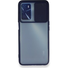 Kzy Oppo A16 Kapak Lensi Açılır Kapanır Kamera Korumalı Kılıf - Lacivert