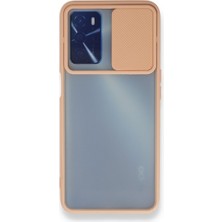 Kzy Oppo A16 Kapak Lensi Açılır Kapanır Kamera Korumalı Kılıf - Pudra