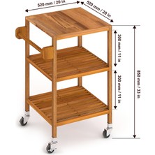 INTERBUILD REAL WOOD Interbuild Masif Akasya,holger Mutfak Servis ARABASI,520X520X850 Mm,altın Tik